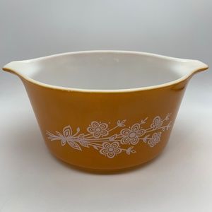 Vintage Pyrex Butterfly Gold Floral Retro Mixing Bowl Dish Orange & White